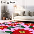 thumbnail image 2 of ODIKA 8'x10' Machine Washable Non-Slip Area Rug, Holiday Poinsettia Bloom with Traditional Seasonal Floral Motifs High Traffic Rug with Pad, Pink, 732989, 2 of 8