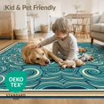 thumbnail image 4 of ODIKA Ocean Turtle Main Symmetrical Wave Motifs Map Nautical Border for King Size Bedroom, Master Suite, Under Bed, Foldable Easy Care, 4 of 7