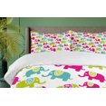 thumbnail image 4 of Ambesonne Animal Cartoon Duvet Cover Set, Joyous, 2-Calking, Green Blue Pink, 4 of 7