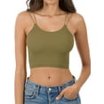 thumbnail image 1 of A2Y Women's Seamless Ribbed Nylon Double Strap Brami Tops Dusty Olive LXL, 1 of 3