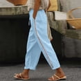 thumbnail image 2 of Miluxas Women's Side Lace Hollow Casual Pants Drawstring High Waist Wide Leg Tapered Pants with Pockets office Streetwear Sky Blue, 2 of 6