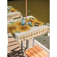 thumbnail image 2 of Outdoor Tablecloth with Umbrella Hole for Patio/Picnic/Party/Camping, Sunflower Waterproof Table Cloth Square Cover Washable, Green Botanical Yellow Floral Rustic Plaid (54"x 54"), 2 of 9