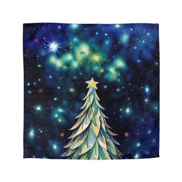 Árbol de Navidad sobre un cielo lleno de estrellas - Funda nórdica de microfibra