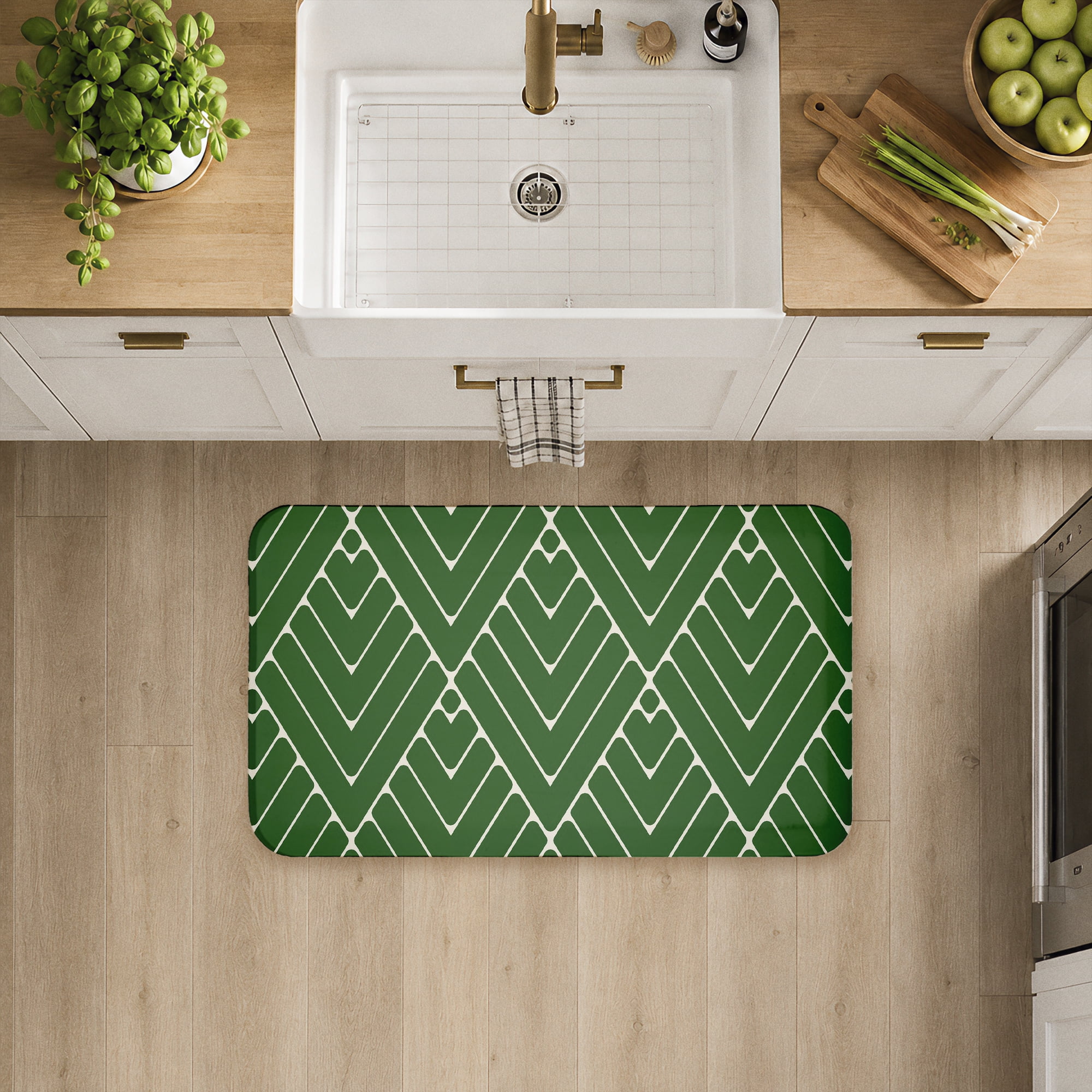 Stupell Industries Green Diagonals Abstract Printed Anti-Fatigue Floor Mat, design by SunDance Group LLC