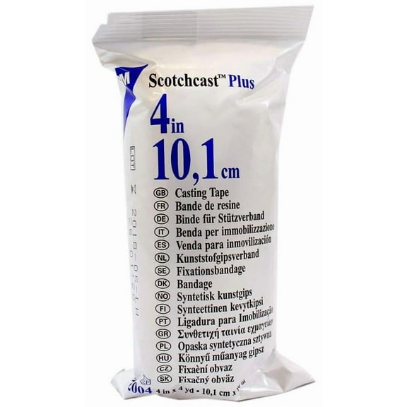 3M Scotchcast Plus Cast Tape, Fiberglass/Resin, 4 Inches x 12 Feet, White, 10 Count