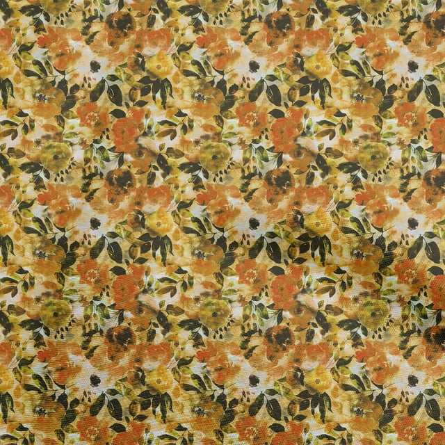 oneOone Silk Tabby Dark Mustard Fabric Abstract Floral Sewing Craft Projects Fabric Prints By Yard 42 Inch Wide