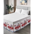 thumbnail image 4 of Independence Day Red Truck Bed Skirt California King Size 18 Inch Drop, Welcome Red Blue Star Balloon Cherry Gray Plaid Adjustable Elastic Dust Ruffles Bedskirt Wrap Around Pleated Mattress Cover, 4 of 9