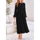 thumbnail image 3 of Vestido largo PRETTYGARDEN para mujer, otoño, primavera, punto suizo, negro, 3 of 9