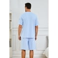 thumbnail image 4 of Vulcanodon Mens Short Pajama Set,Lightweight Sleepwear Soft Nightwear Short Sleeve Set With Pocket,(Sky Blue,XL), 4 of 5