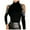 Black, variant on Fesfesfes Women Dressy Tops Solid Color Cold Shoulder Long Sleeve Tops Turtleneck Rhinestone Shirt Tops