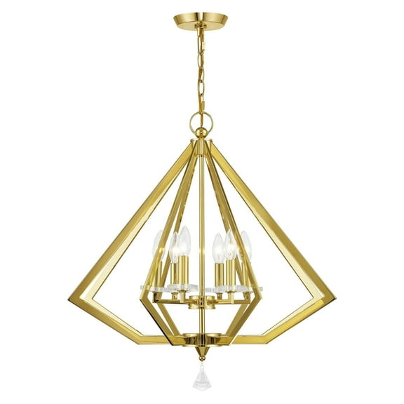 Livex Lighting Diamond 6 Light Chandelier in Polished Brass
