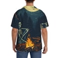 thumbnail image 3 of Wukai Moonlit Skeleton Campfire Men's Casual Short-Sleeve Button Down Shirt,Cuban Shirts for Men,Mens Short Sleeve Dress Shirts-Small, 3 of 5