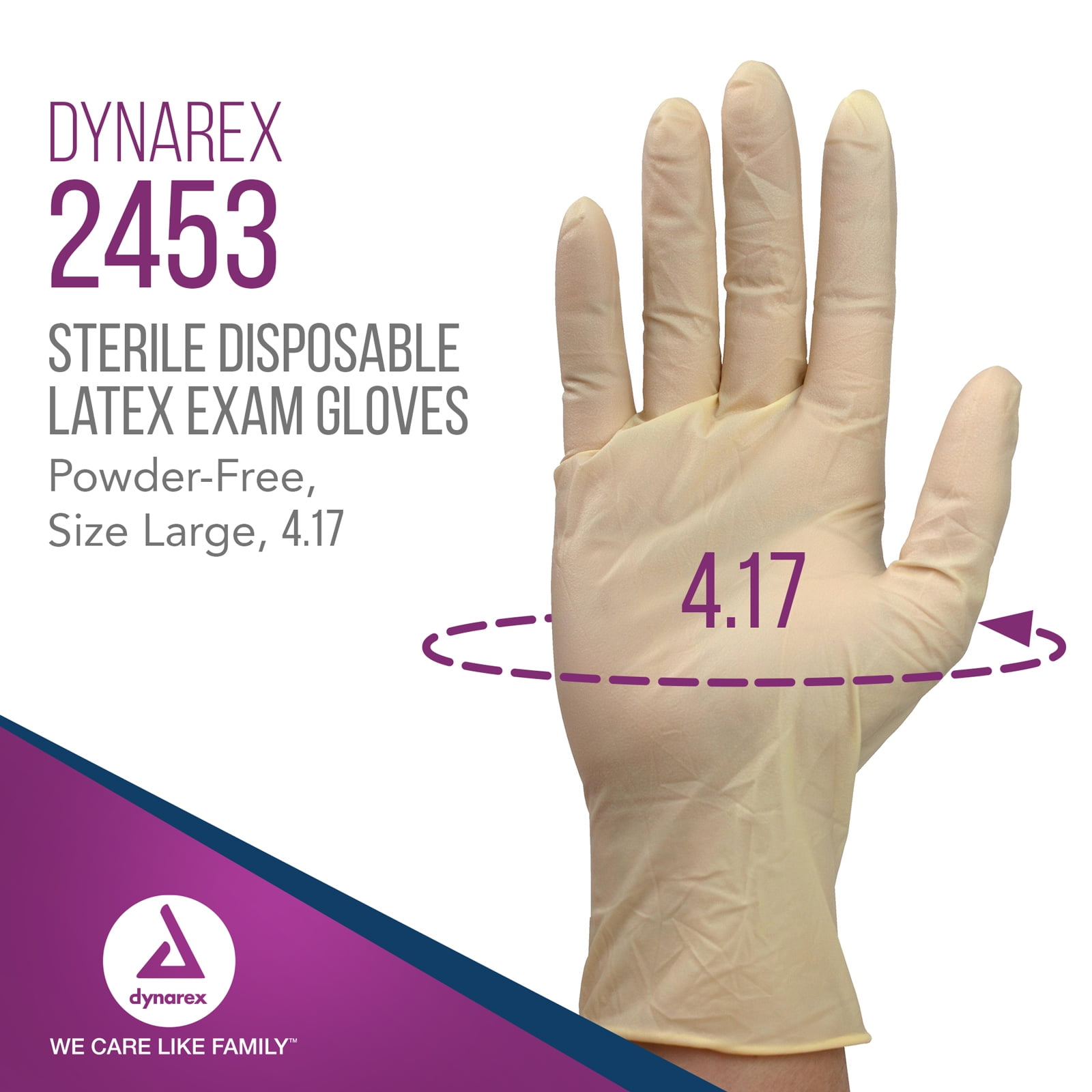 Dynarex Sterile Disposable Latex Exam Gloves, Powder-Free, Sterilely Packaged in Pairs, Ideal for Professional Medical and Healthcare, Color Bisque, Size Large - 1 Case of 400 Gloves