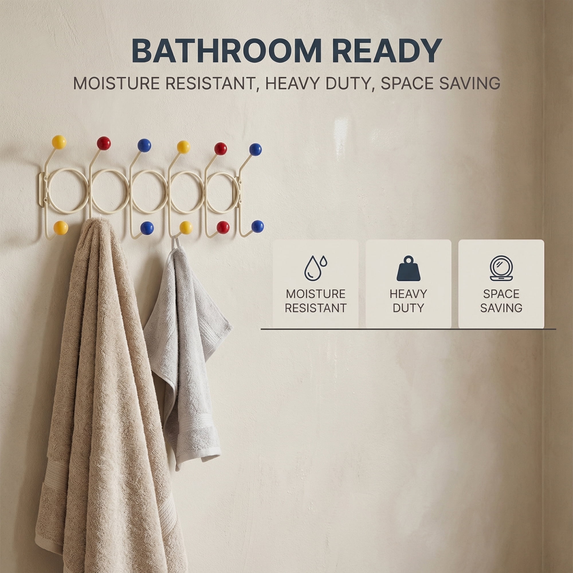Unique Bargains Coat Rack Wall Mount with 12 Hooks for Entryway Colorful 43.5"x16.5"