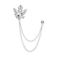 thumbnail image 1 of Broche de traje con cadena, prendedor de solapa, broche de águila de aleación, broche de solapa para hombre Plata y blanco, 1 of 9