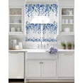 thumbnail image 3 of Spring Blue Floral Swag Kitchen Curtains Sets for Windows 24 Inch Length, Farmhouse Weeping Floral Leaves Short Window Curtain Panels Swags Valances and Tiers 3 Piece Set for Cafe/Dining Room, 3 of 5