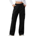 thumbnail image 2 of LIaqionyy Womens Cargo Pants Quick Dry Hiking High Waist Baggy Casual Outdoor Joggers Trousers with Zipper Pockets, 2 of 7