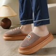 thumbnail image 3 of House Slippers for Woman Men Womens Slippers Platform EVA sole Warm Fuzzy Lined Suede Short Ankle Boots Memory Foam shoes for Women Anti-Slip Boot Indoor Brown Size 9, 3 of 6