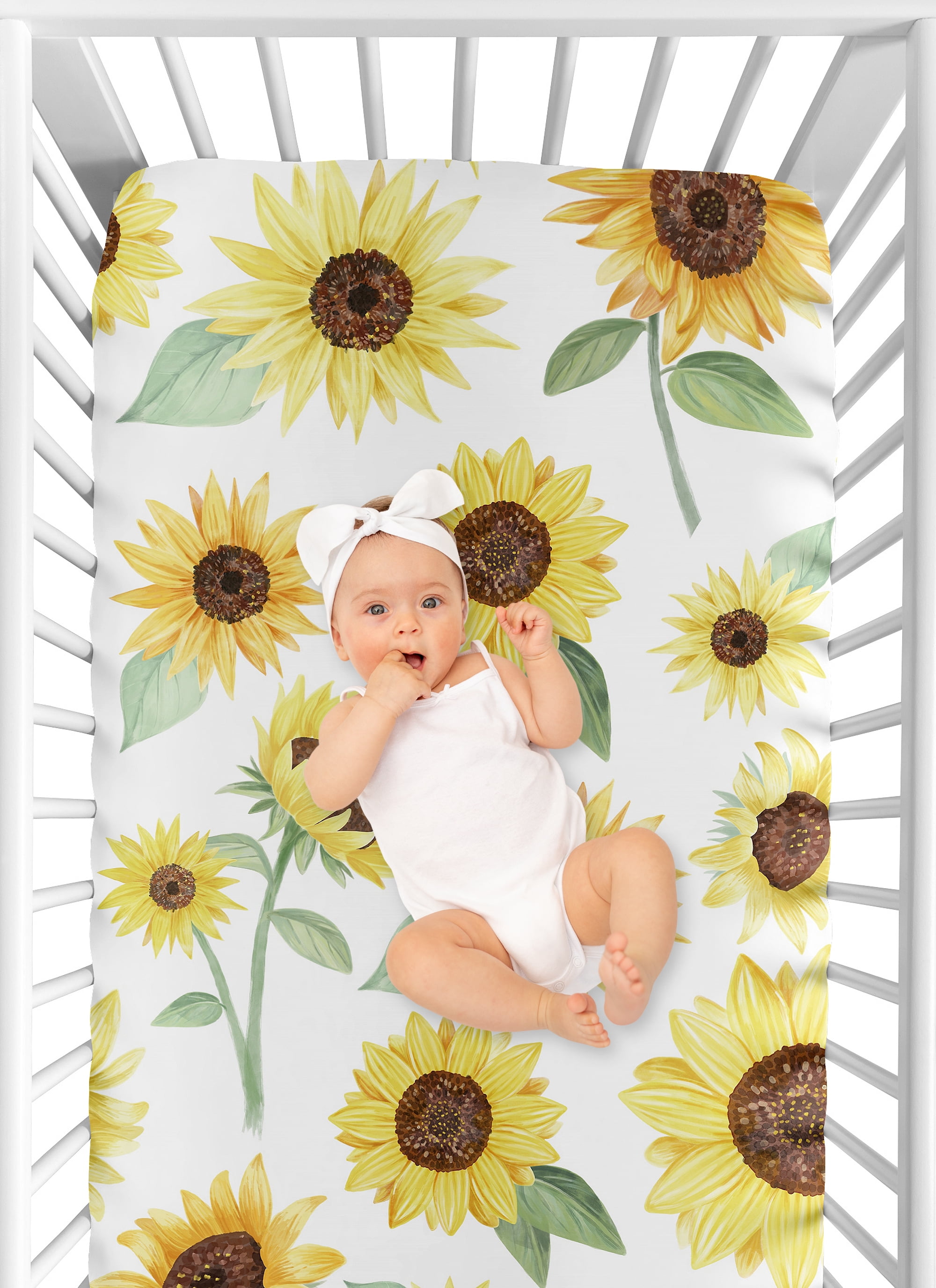 Sweet Jojo Designs Farmhouse Watercolor Flower Microfiber Crib Sheet