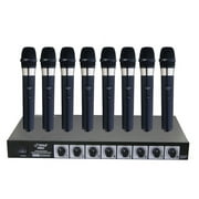PYLE PDWM8400 - 8 Mic Professional Handheld VHF Wireless Microphone System
