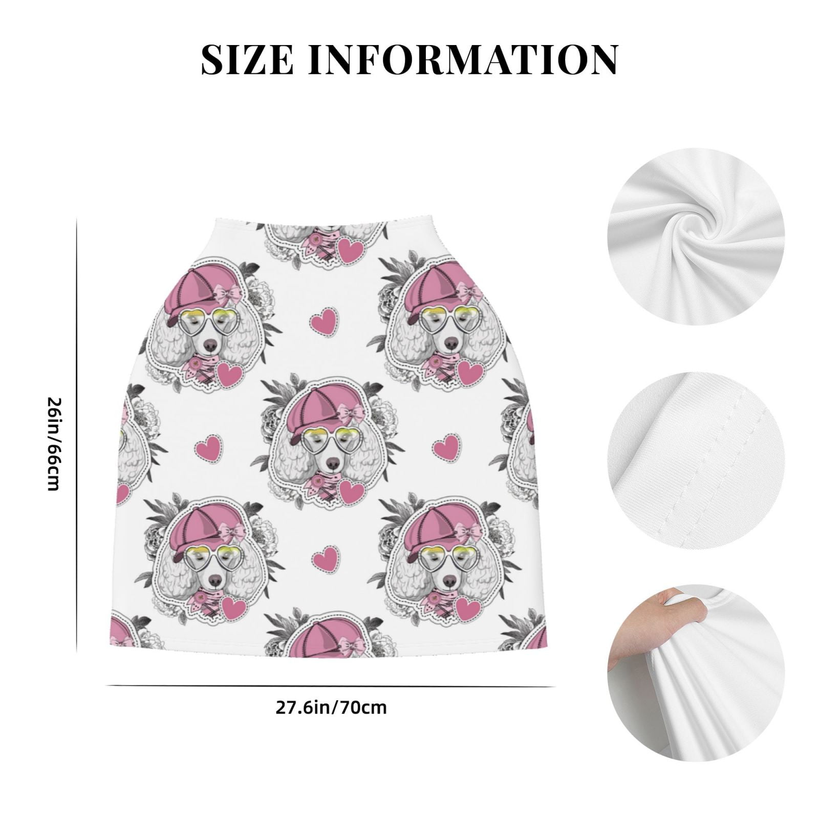 Fotbe Cartoon Poodle Dog Pattern Car Seat Covers for Babies, Nursing Breastfeeding Cover Carseat Canopy, Soft Stretchy Carrier Cover