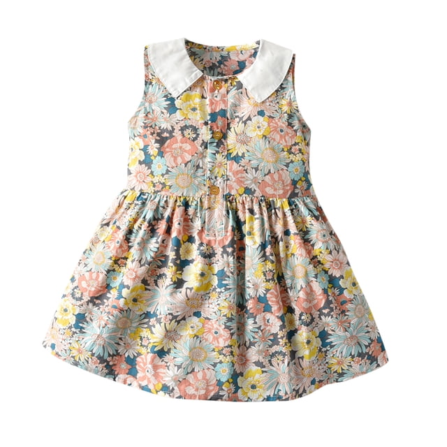 Vêtements pour Tout-Petits Filles Robe Princesse Sans Manches Imprimée Florale