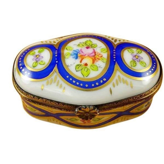 Blue Floral Limoges Box for Collectors Limoges Box Porcelain Figurine