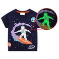 thumbnail image 2 of MEZZALL Boys Glow In The Dark Space Man Print T-Shirt Tshirts Tee Short Sleeve Casual Tops For Summer Daily, Dark Blue, 2-3 Years, 2 of 5