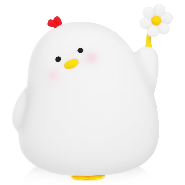 Minkissy 1Set Chick Nightlight Bedside Table Lamp Silicone White 4.5x3.9x3.9in For Camping