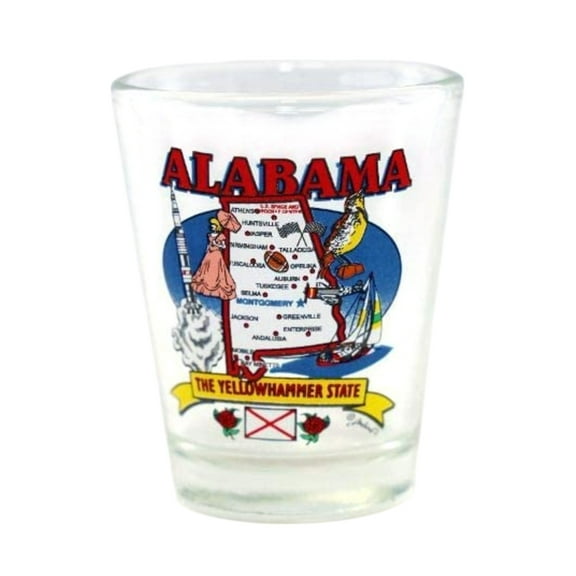 Alabama ST Elemnts Map Shot Glass
