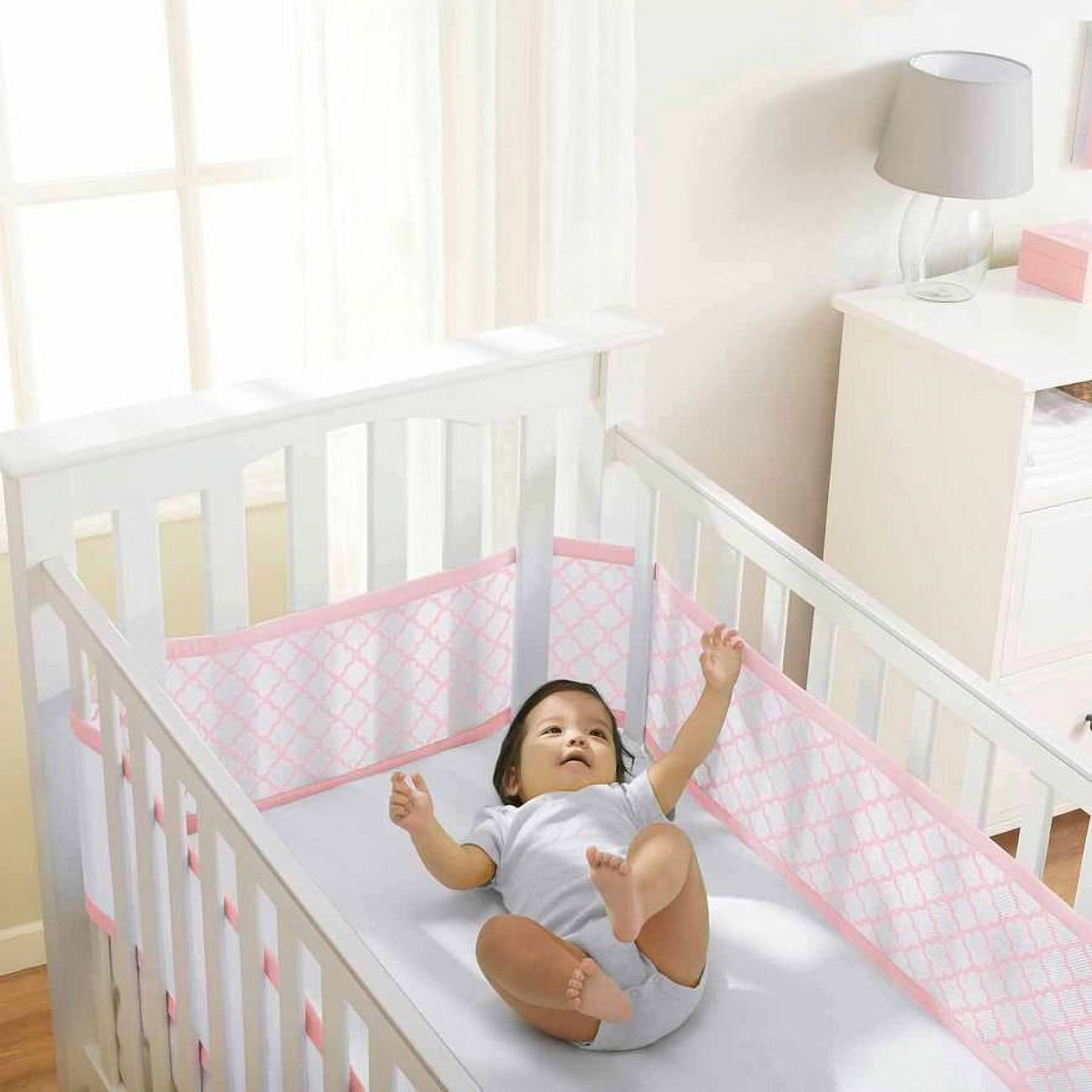 Pink mesh crib bumper hotsell