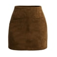 thumbnail image 4 of IUYRTFE Women's Faux Suede Mini Skirt – High-Waist Zip-Up A-Line Short Skirt for Fall, Winter, and Casual Daily Wear, 4 of 8
