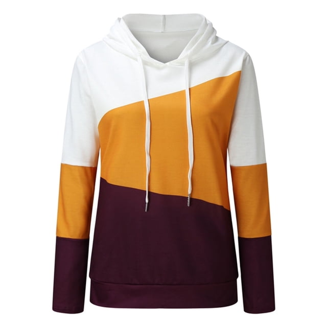 Sudadera informal de manga larga suelta con estampado de empalme a la moda para mujer Pompotops gfhjh5879