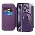 thumbnail image 3 of Allytechgroup Magnetic Case for Apple iPhone 16e, Compatible with Magsafe Cards Holder Wallet Case RFID Blocking Clear Back Cover Anti-Scratch Folio Shockproof Bisiness Type Case for Women, Purple, 3 of 7