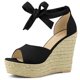 thumbnail image 1 of Sandalias de Cuña Alpargatas Correa de Tobillo Allegra K Negro 39, 1 of 7