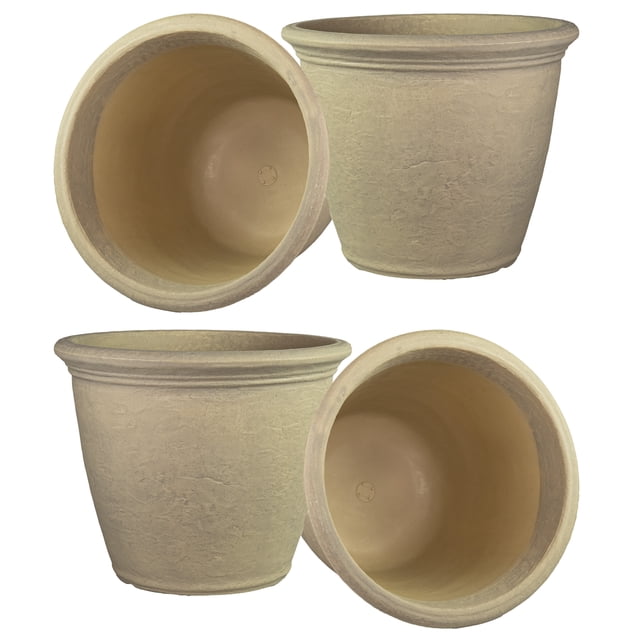 Sunnydaze Jardinière d'Extérieur à Double Paroi en Anjelica Résistante aux Intempéries - 20 Pouces - Fini Beige