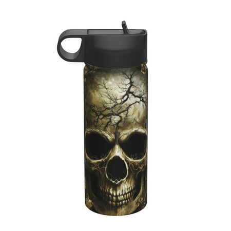 

Picia Vintage Gold Leaf Skull Pattern 18oz Sports Insulated Kettle With Straw Insulated Water Bottle For Running Hiking Cycling Climbing Men S Woman Insulated Water Bottle