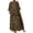 Khaki, variant on Celmia Women Leisure Leopard Printed Crew Collar Horn Sleeve Dress