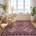 thumbnail image 3 of Design&I 5'x7' Washable Area Rug Purple Boho Lattice Abstract Southwestern Geometric Scroll Vintage for Dining Room, Under Table, Home Office, Snag-Free, Skid-Resistant, 3 of 7