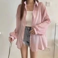 thumbnail image 5 of Women Casual Chiffon Sheer Blouses Long Sleeve Lapel Collar Button Down Loose Shirts Tops Sunscreens Outwear, 5 of 9
