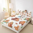 thumbnail image 4 of Erosebridal Couple Capybara Kid Bed Sheets, Cute Cartoon Animals King Sheets, 4-Piece, 4 of 5