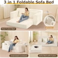 thumbnail image 3 of Sofá cama convertible, sofá cama plegable 3 en 1, sofá cama plegable – Tumbona y futón para suelo, sofá cama extraíble de pana con 4 almohadas para sala de estar, beige, 3 of 4