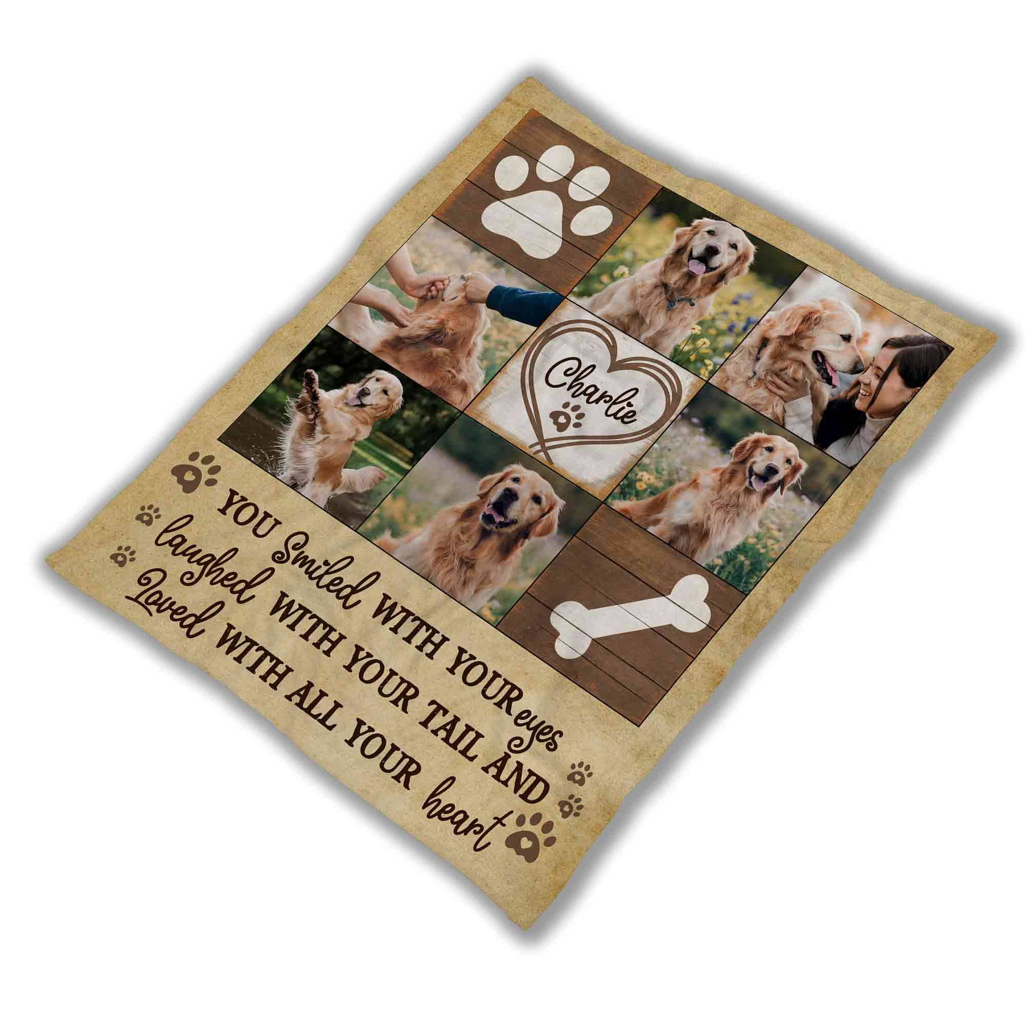 Cusomizaholic Personalized Memorial Photo Blanket, Custom Blanket With Name, Pet Memorial Blanket, Dog Memorial Blanket, In Loving Memory Blanket, Dog Sympathy Gifts, Pet Loss Gifts