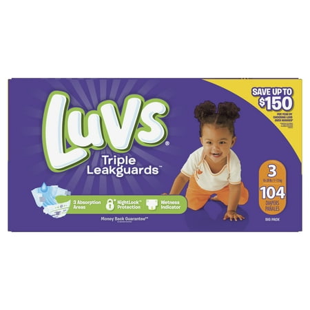 Luvs Ultra Leakguards Diapers, Size 3 104 Count