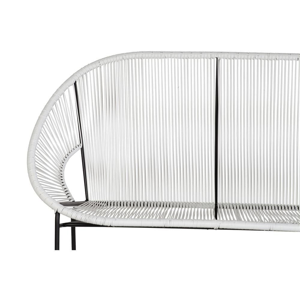 Banc Acapulco en vinyle, cadre noir, banc extérieur, capacité de 2 personnes.