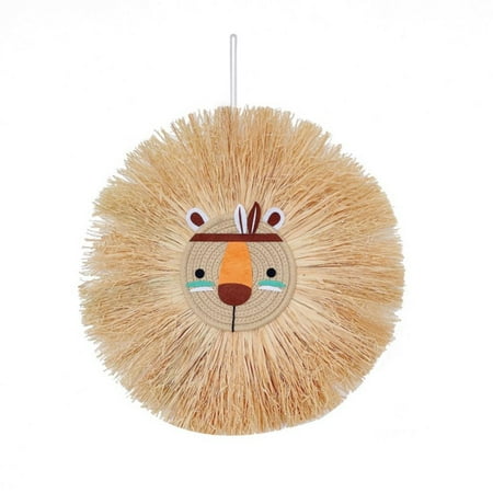 

Wall Art Animal Head Hand Knitted Cartoon Tassel Beard Lion Macrame Pendant Nursery Room Wall Hangings for Home Bedroom Living Room Random Style