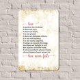 thumbnail image 5 of El amor es paciente, el amor es bondadoso. No tiene envidia. Letreros metálicos vintage para decoración del hogar, placa de metal para pared de 30 x 20 cm., 5 of 5
