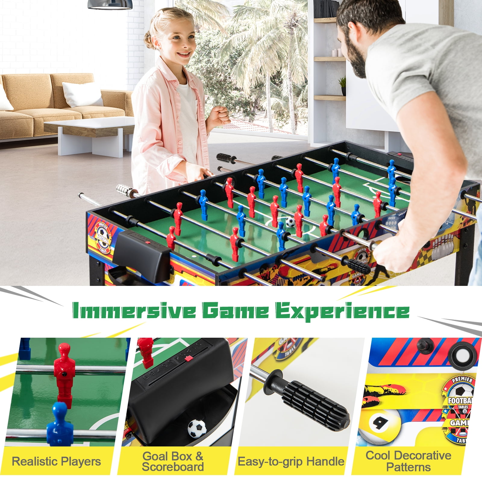 Topbuy 12-In-1 Game Table 48 Inch Combo Game Table w/ Billiards Foosball Ping Pong Hockey Shuffleboard