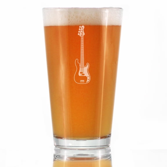 Bevvee Pint Glass 16 oz Bass Electric Gifts for Beer-Loving Musicians Beer Glasses