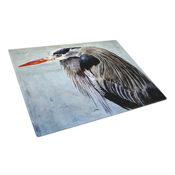 Caroline's Treasures Blue Heron Glass Cutting Board Large